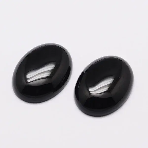 Oval Natural Dyed & Heated Black Agate Cabochons