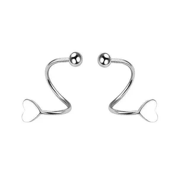 S925 Silver Heart Star Round Bead Hoop Earrings Five-pointed Star S-shaped Earrings