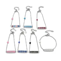 201 Stainless Steel Heart & Rectangle with Word Baby Link Bracelets
