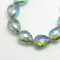 Electroplate Crystal Glass Teardrop Beads Strands