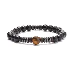 Natural Tiger Eye & Coconut & Wood Beaded Stretch Bracelet