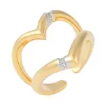 Double Layer Brass Micro Pave Clear Cubic Zirconia Open Cuff Ring for Women