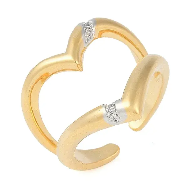 Double Layer Brass Micro Pave Clear Cubic Zirconia Open Cuff Ring for Women