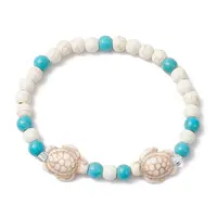Synthetic Turquoise Beaded Stretch Bracelets for Women Men