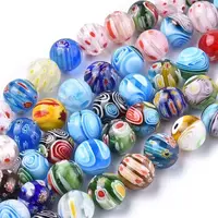 Round Handmade Millefiori Glass Beads Strands