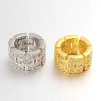 Large Hole Brass Micro Pave Cubic Zirconia Beads