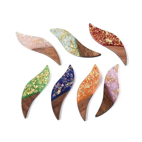 Opaque Resin and Walnut Wood Big Pendants