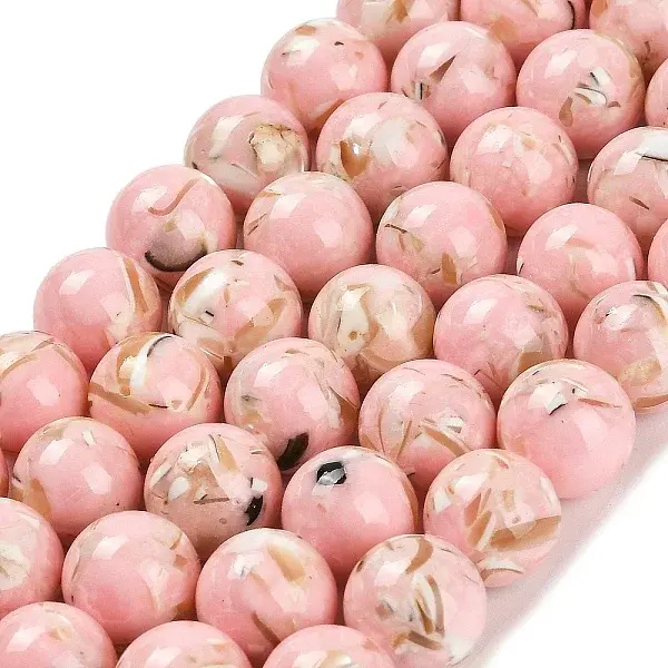Assembled Synthetic Stone and Trochus Shell Beads Strands
