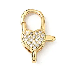 Brass Clear Cubic Zirconia Lobster Claw Clasps