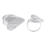 Clear Cubic Zirconia Heart Leaf Open Cuff Ring