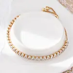 Brass Pave Clear Cubic Zirconia Horse Eye Box Chain Slider Bracelets