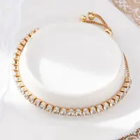 Brass Pave Clear Cubic Zirconia Horse Eye Box Chain Slider Bracelets
