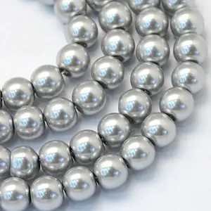 Baking Paint Pearlized Glass Pearl Round Bead Strands