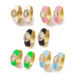 Rack Plating Brass Cubic Zirconia Enamel Earrings