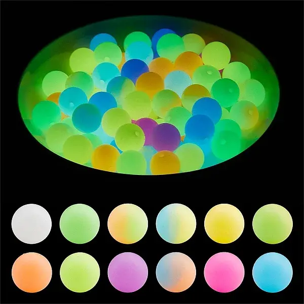 24Pcs 12 Colors Round Luminous Silicone Beads