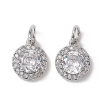 Brass Micro Pave Clear Cubic Zirconia Charms
