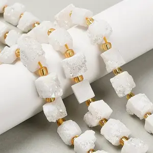 Electroplated Natural Druzy Agate Beads Strands