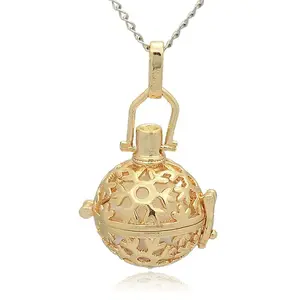 Golden Tone Brass Hollow Round Cage Pendants