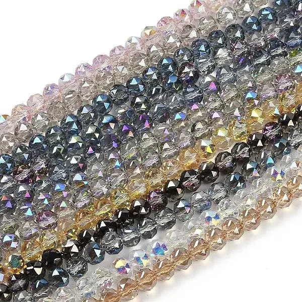 Transparent Electroplate Glass Beads Strands