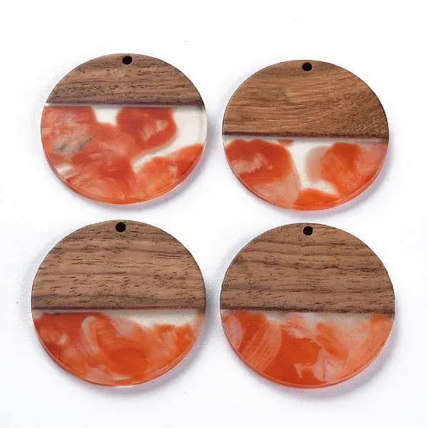 Transparent Resin & Walnut Wood Pendants