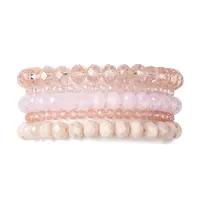5Pcs 5 Styles Faceted Round Glass Beaded Stretch Bracelet Sets