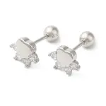 Heart Bow Brass Micro Pave Clear Cubic Zirconia Cartilage Earrings