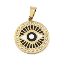 Ion Plating(IP) 304 Stainless Steel Enamel Rhinestone Pendants
