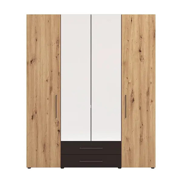 Kombinovaná šatní skříň 4d se zrcadlem nathan - dub artisan/černá