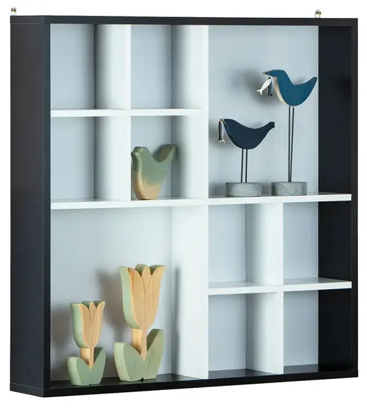 Nástěnná police s přihrádkami iii kaspian - bílá/černá