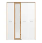 Čtyřdveřová šatní skříň se zrcadlem geralt - bílá/dub artisan