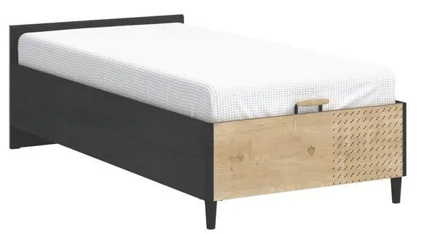 Studentská postel 100x200cm s úložným prostorem sirius - dub černý/dub