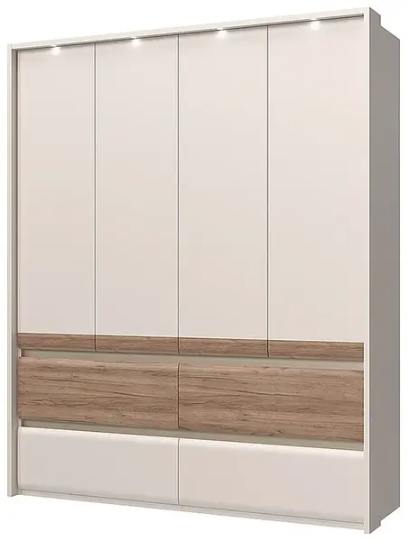 Čtyřdveřová šatní skříň s led osvětlením artemisia - dub