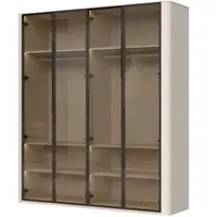 Čtyřdveřová šatní skříň s osvětlením a prosklenými dveřmi renfri -