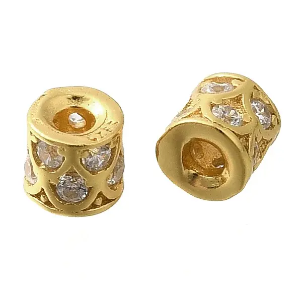 925 Sterling Silver Micro Pave Clear Cubic Zirconia Spacer Beads