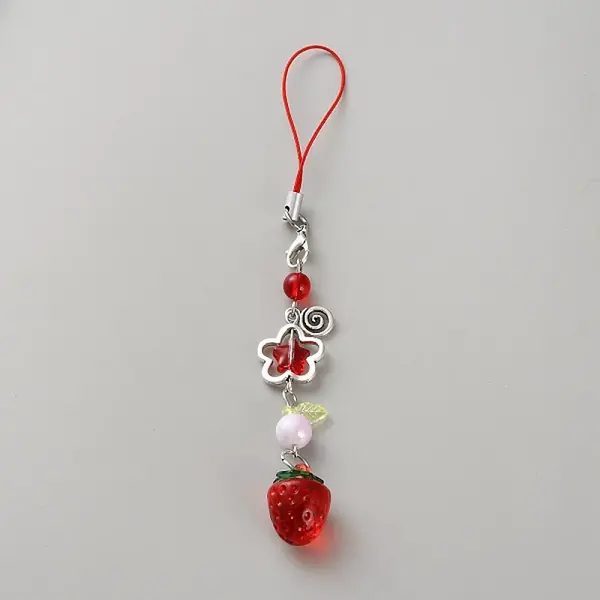Plastic Strawberry Beads Mobile Straps
