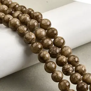 Natural Striped Stone Beads Strands