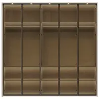 Pětidveřová prosklená šatní skříň s led osvětlením baptiste - béžová