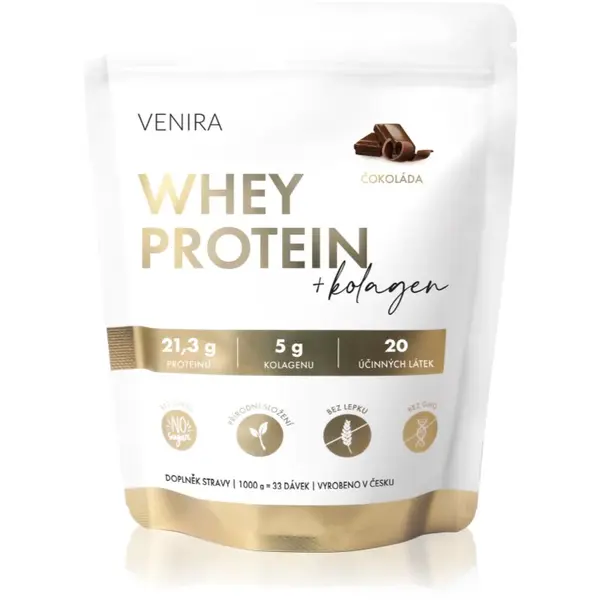 Venira Whey protein + kolagen syrovátkový protein s kolagenem příchuť Chocolate 1000 g