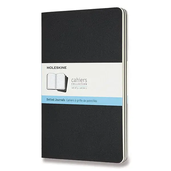 Zošity Moleskine Cahier L, bodkovaný, 3 ks, čierny