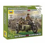 Wargames (WWII) figurky 6277 - Sovět M-72 Sidecar Motorcycle w/Crew (1:72)