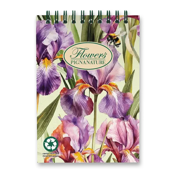 Kroužkový blok Pigna Nature Flowers - A6, čtverečkovaný, 60 listů, mix motivů