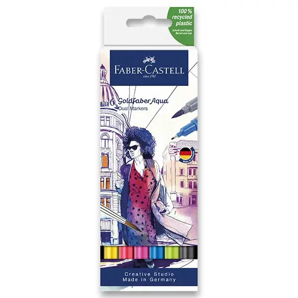 Popisovač Faber-Castell Goldfaber Aqua Dual Marker sada 6 ks