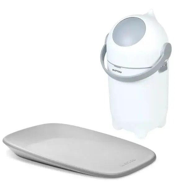 NATTOU Koš na pleny Dropy a prebaľovacia podložka Softy White/Grey 50x70 cm