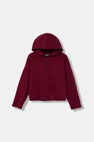 Dětská bavlněná mikina United Colors of Benetton vínová barva, s kapucí, s potiskem, 3NBMC2053