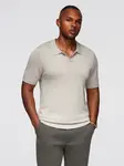 Ombre Men's buttonless polo shirt with classic weave - light grey