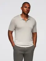 Ombre Men's buttonless polo shirt with classic weave - light grey