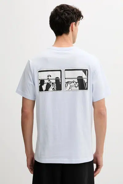 Bavlněné tričko Kenzo pánské, modrá barva, s potiskem, FF65TS2564SG