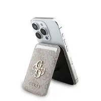 Peněženka se stojanem Guess 4G Metal Logo MagSafe Cardslot, růžová