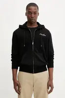 Bavlněná mikina Guess Jeans pánská, černá barva, s kapucí, s potiskem, M5YQ15 KCPR1