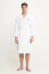 Bavlněný župan EA7 Emporio Armani bílá barva, AF14014.7M000441